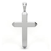 Men's 14K White Gold Thick Beveled Cross Pendant