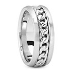 Link Chain Wedding Band Ring in 14K White Gold