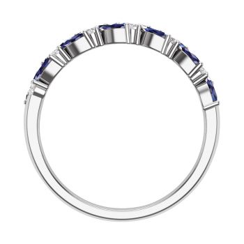 14K White Gold Marquise Sapphire and Diamond Anniversary Wedding Band 2