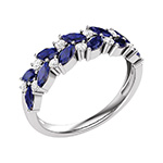 14K White Gold Marquise Sapphire and Diamond Anniversary Wedding Band